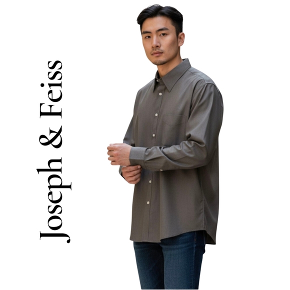 Joseph & Feiss |  Mens Dress Shirt Button Down | Dark Gray | Size 18 1/2 36-37 - Picture 1 of 11